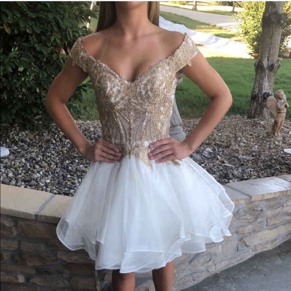 Golden Sherri Hill Dress - Picture 2 of 5